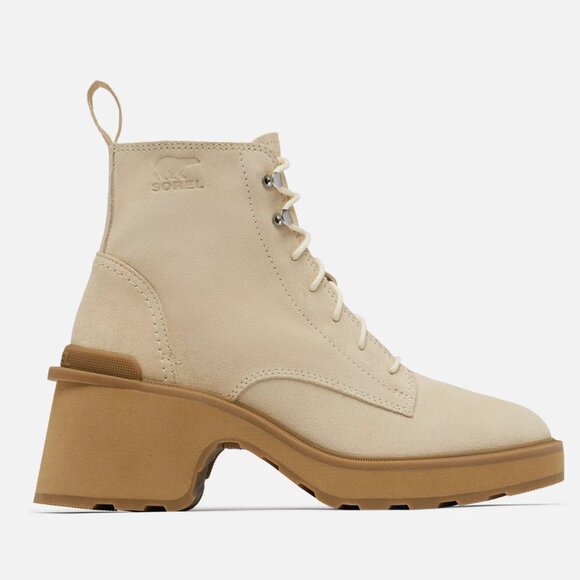 NEW SOREL Leather Hi Line Heel Lace Boots ceramic for women 825 7s3 - Picture 5 of 9